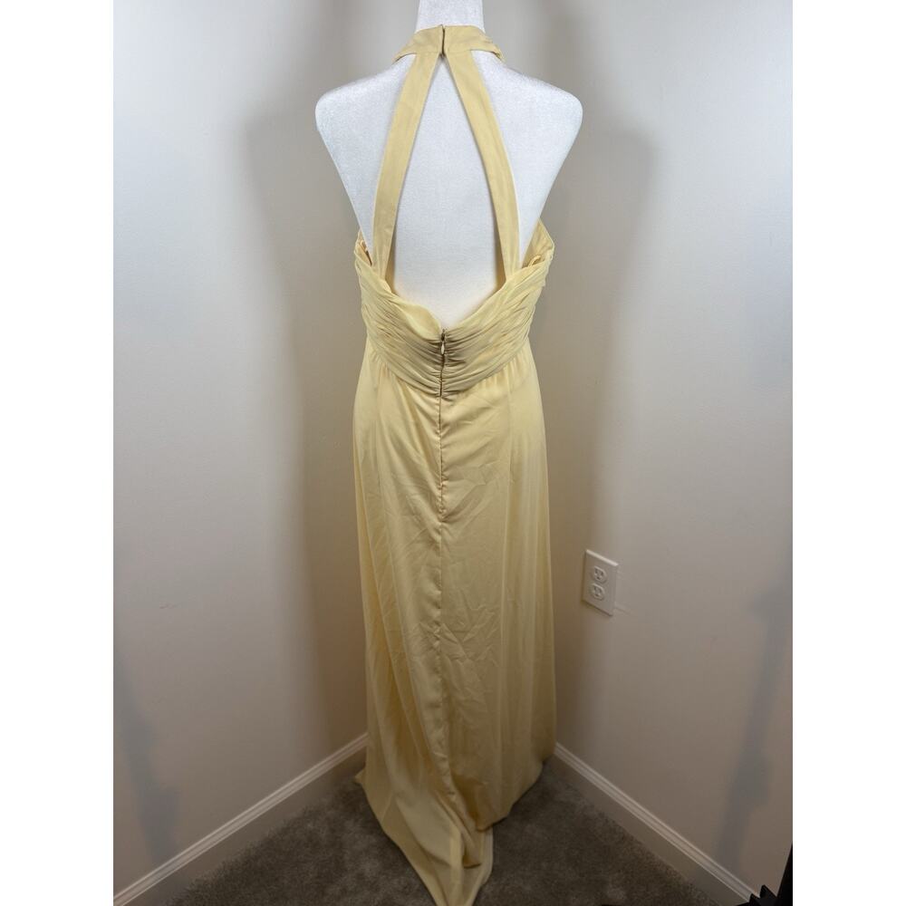 Jovani Women’s Size 12 Butter Yellow Formal Dress Gown Halter Long Classic Prom - Picture 11 of 15